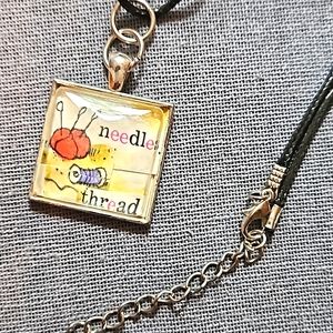 1970s Richard Scarry book page necklace sewing theme art illustration ooak